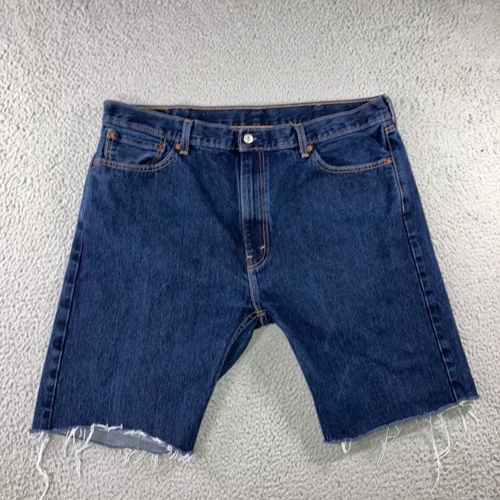 Levi's 505 Denim Shorts 42X10 Dark Wash Raw Hem Cut Off Jorts Street Gorpcore